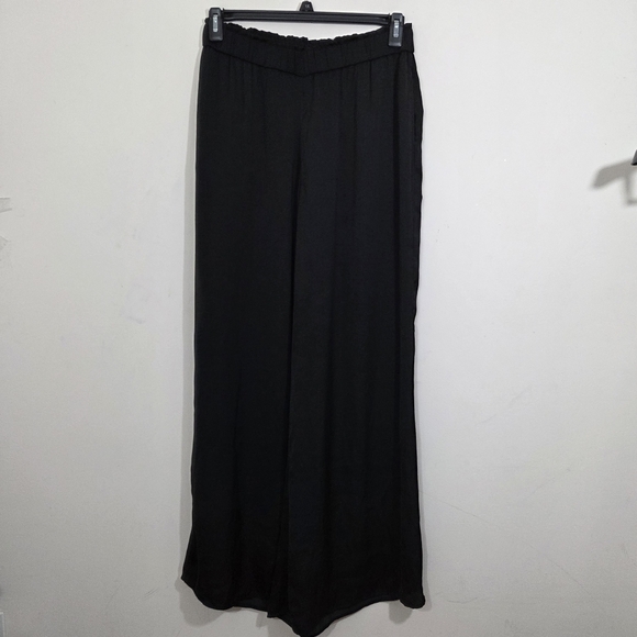 NWT Summersalt Wide Leg Pants Palazzo Black Satin Size Small - Picture 2 of 12